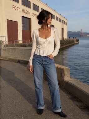 Levi's Medium Blue High-Rise rib cage straight Leg Jeans Size 32